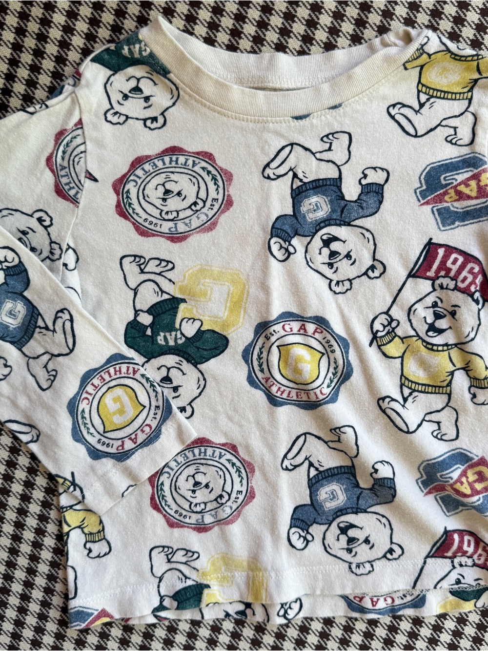 GAP Toddler Cream and Navy Printed Long Sleeve Shirt